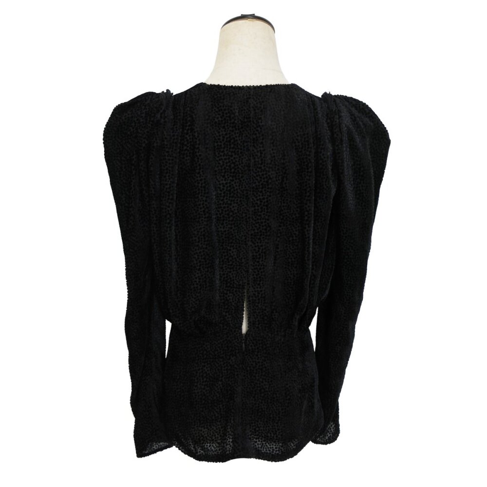 ISABEL MARANT Black Silk Viscose MARLIN Burnout Polka Dot Ruched Top 38 - Picture 7 of 11